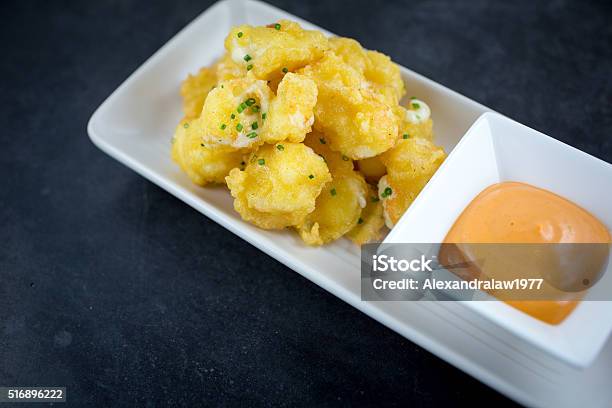 Fried Cheese Curds With Chipotle Mayonnaise Stock Photo - Download Image Now - Curd Cheese, Wisconsin, Appetizer