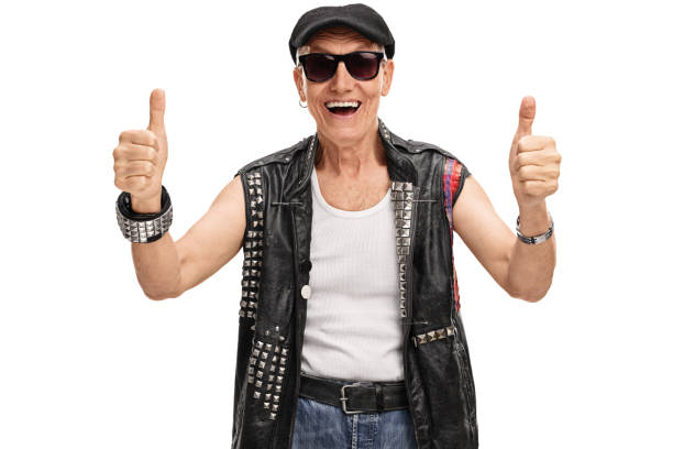 istock Senior punk rocker giving two thumbs up 516898108