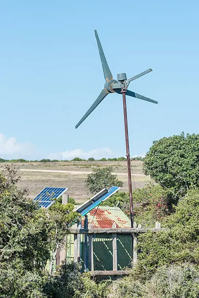 Wind and solar power generation for waterpump to supply the Carols Rest waterhole with water in the Addo Elephant National Park of South Africa