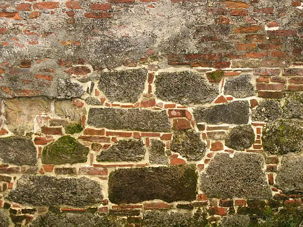 Medieval castle brick and stone wall. Detail of the military fort  called “The Old Town“ near the Croatian town of Sisak. It was built in 1541, and today there is a museum.