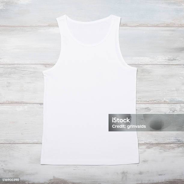 White Sleeveless Shirt Stock Photo - Download Image Now - Armored Tank, Top - Garment, Template