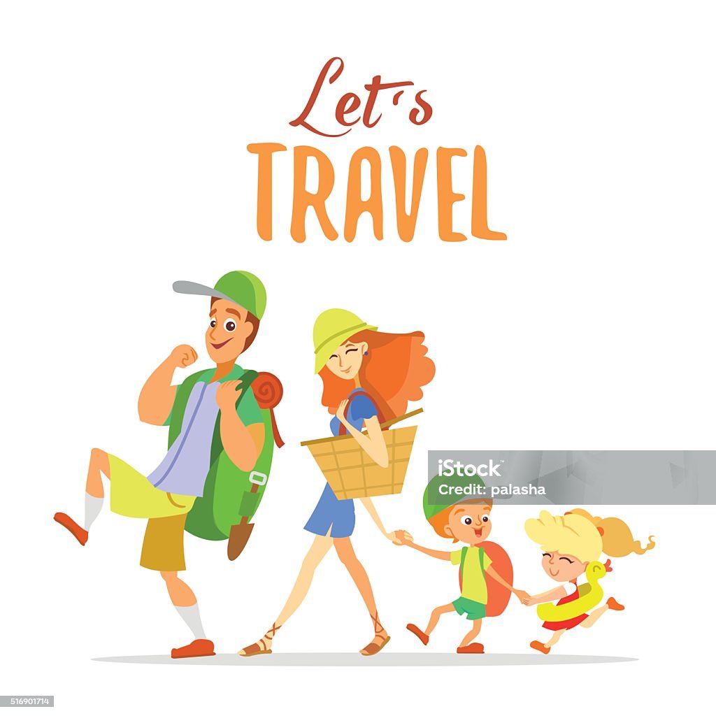 Happy Cartoon Family Going On Summer Vacation Stock Illustration - Download  Image Now - Computer Graphic, Family, Happiness - iStock
