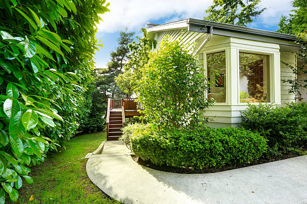 istock House with small walkout deck and concrete walkway 516910469
