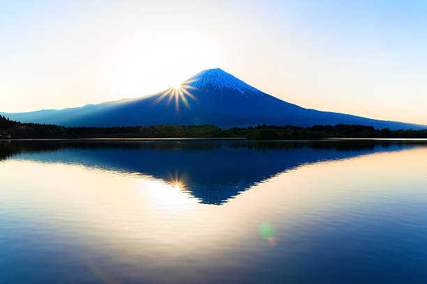 istock Sun shine and inverted Mount Fuji reflected in Lake Tanukiko 516910491