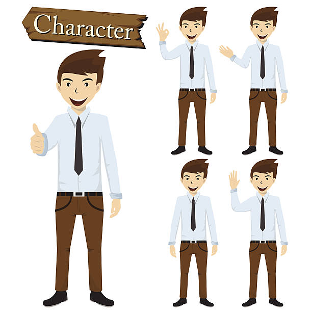 ilustrações de stock, clip art, desenhos animados e ícones de empresário conjunto de caracteres vector - suit male beauty men businessman