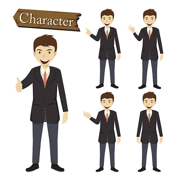 ilustrações de stock, clip art, desenhos animados e ícones de empresário conjunto de caracteres vector - suit male beauty men businessman