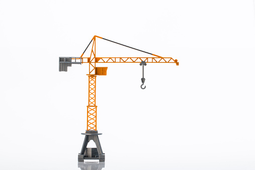 The photograph shows a toy crane.