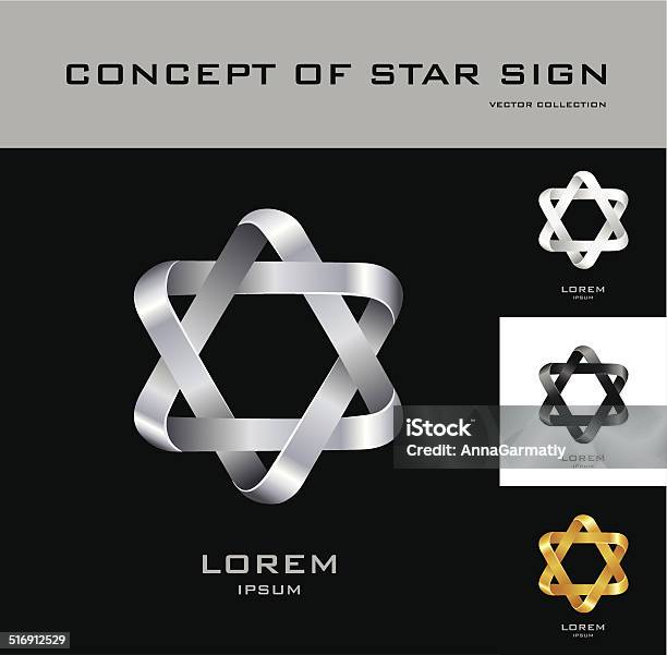 6 Point Sign Sixpoint Star Logo Design Template Black White Gold Silver Stock ...