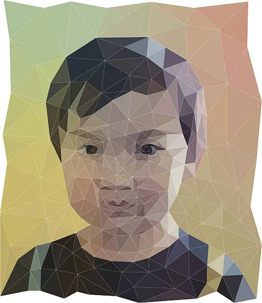 Vector illustration of Low-Poly Asian American Boy Portrait Vector