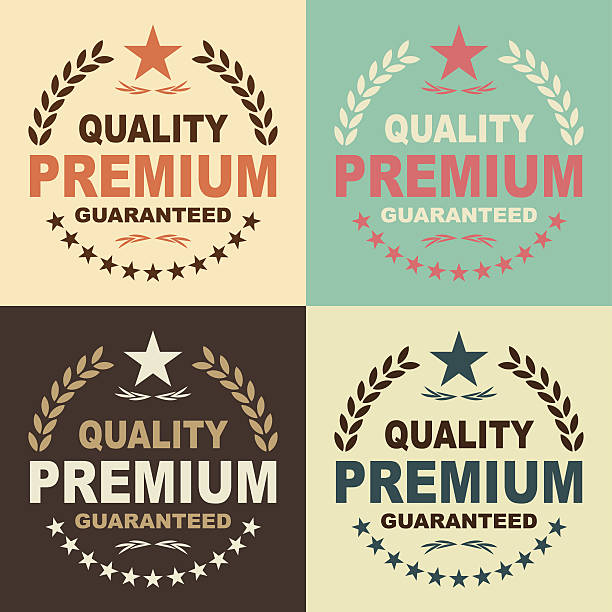 Premium Guaranteed Vector of Four difference color Quality Premium Guaranteed emblems design. EPS 10 ai. suitable upper stock illustrations