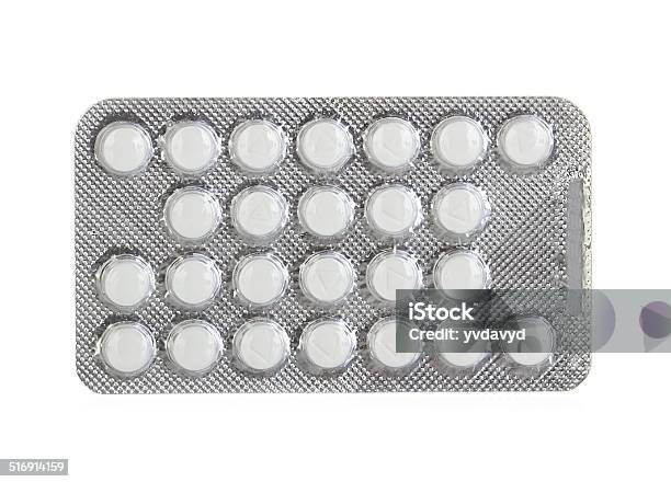 Pills In Blister Packs Isolated On White Background Stock Photo - Download Image Now