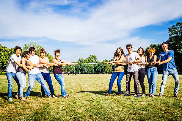istock Tug of war game outside 516914569