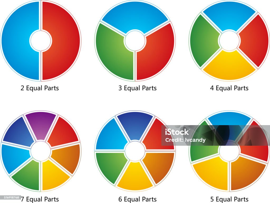 (2-7) Equal parts File format is EPS10.0.  Pie Chart stock vector