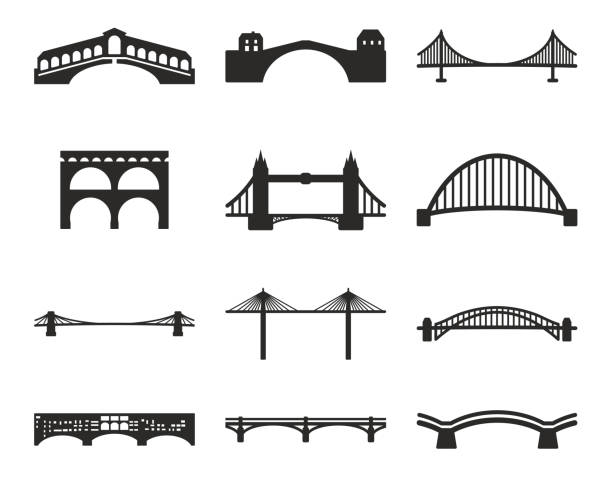 illustrations, cliparts, dessins animés et icônes de pont icônes - tower bridge