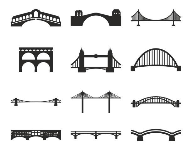 stockillustraties, clipart, cartoons en iconen met bridge icons - viaduct