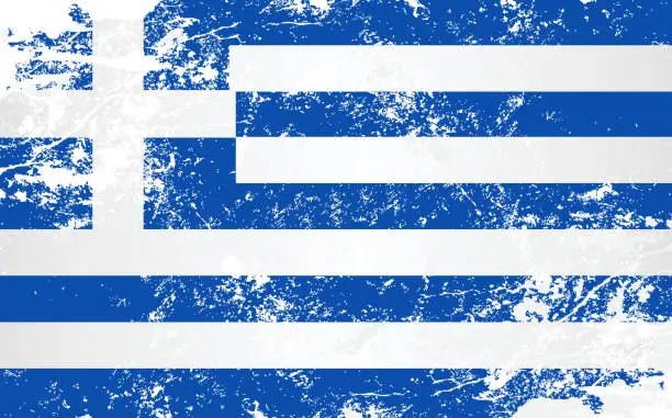 Vector illustration of Greece Grunge Texture Flag