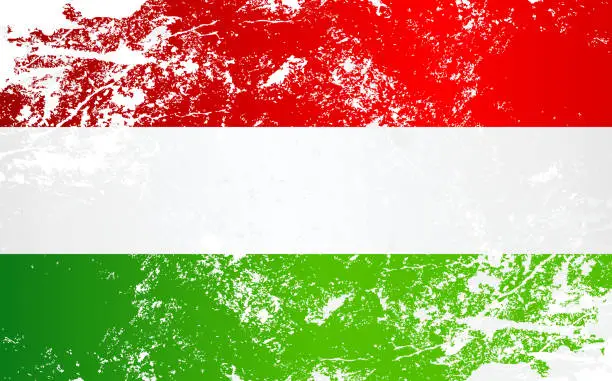 Vector illustration of Hungary Grunge Texture Flag