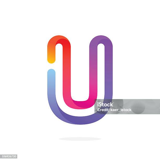 U Letter Colorful Icon Stock Illustration - Download Image Now - Letter U, Alphabet, Cartoon