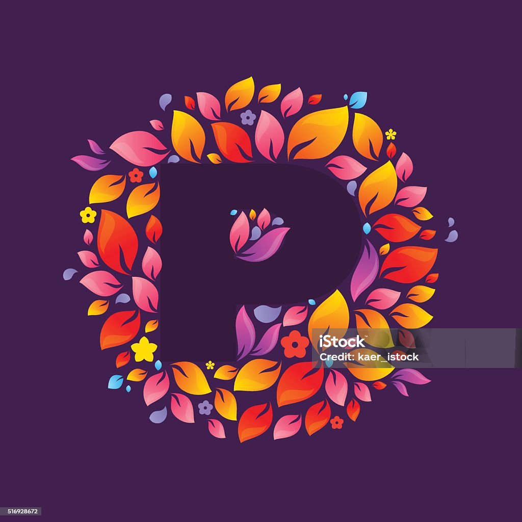 P Letter Icon In A Circle Of Flames Stock Illustration - Download ...