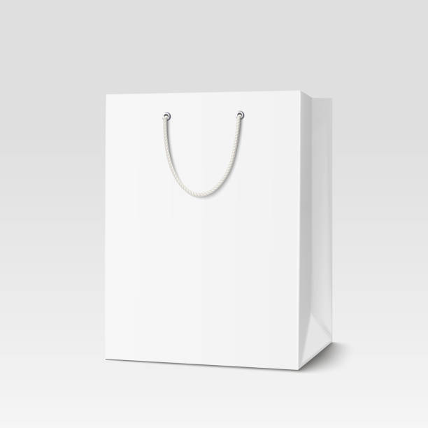 na zakupy papieru - shopping bag white isolated blank stock illustrations