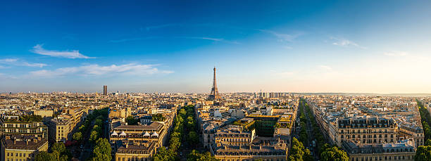 Panorama view of The Eiffel Tower ,Paris, France. stock photo