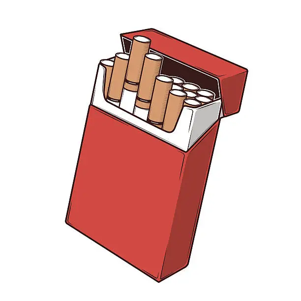 Vector illustration of Cigarettes in a Red Packet