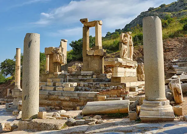 Ephesus, Turkey ruins on a sunny day.