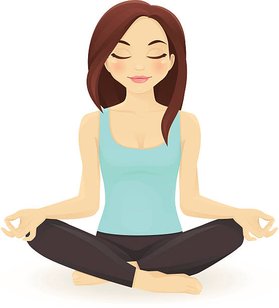 젊은 여성 연습 요가 in 바하이 자세 - white background yoga exercising women stock illustrations