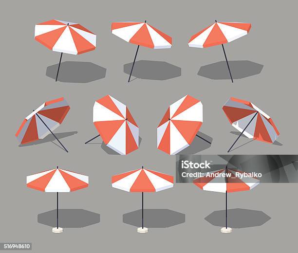 Low Poly Sun Umbrella Stock Illustration - Download Image Now - Parasol, Isometric Projection, Umbrella