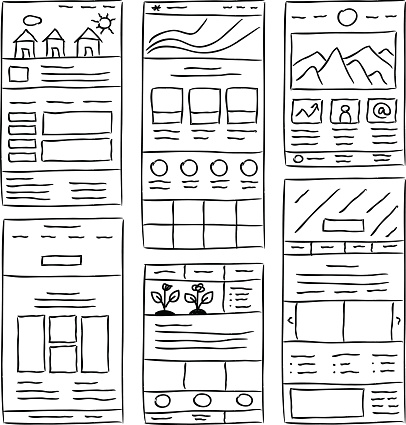 Hand drawn website layouts. doodle style design