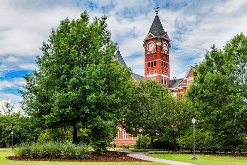 Historic building and campus at Auburn University in Auburn, Alabama