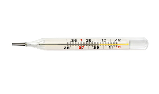 Old medical thermometer isolated on white background