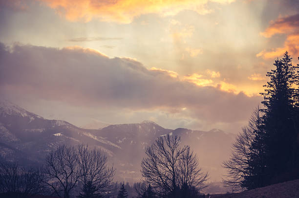 Sunset in the Tatra mountains during shower