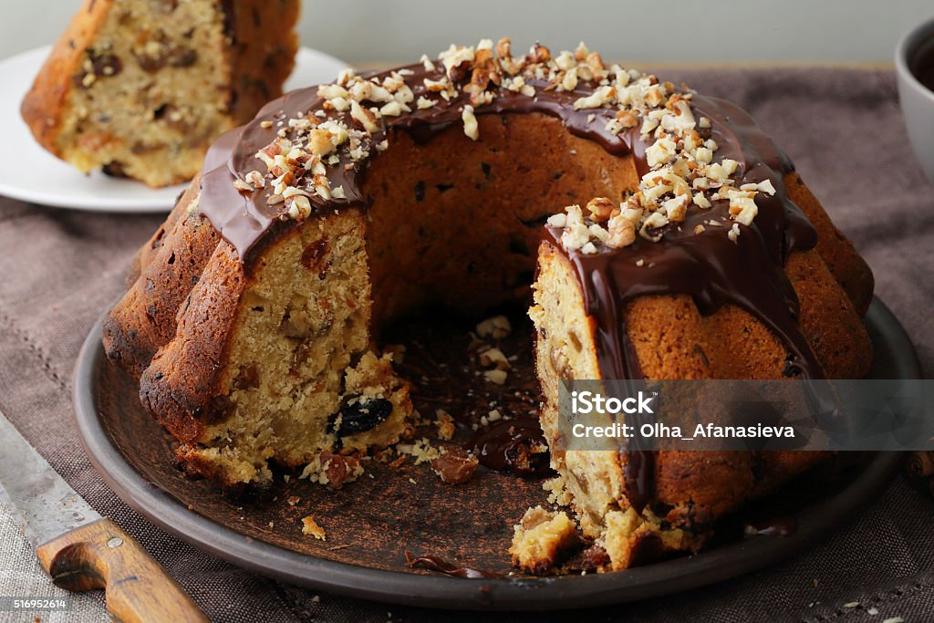 sweet cake with raisins sweet cake with raisins, food close-up Backgrounds Stock Photo