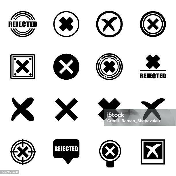 Vector Rejected Icon Set Stock Illustration - Download Image Now - Agreement, Cancellation, Choice