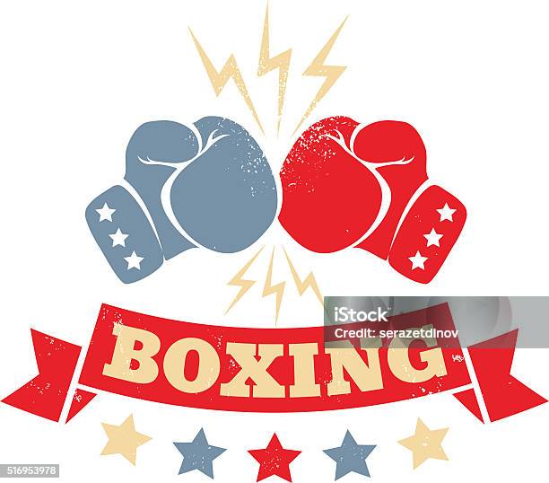 Vintage Logo For A Boxing Stock Illustration - Download Image Now - Boxing Glove, Boxing - Sport, Fighting