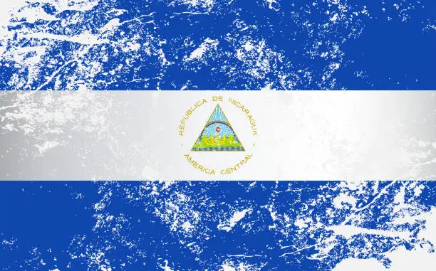 Vector illustration of Nicaragua Grunge Texture Flag