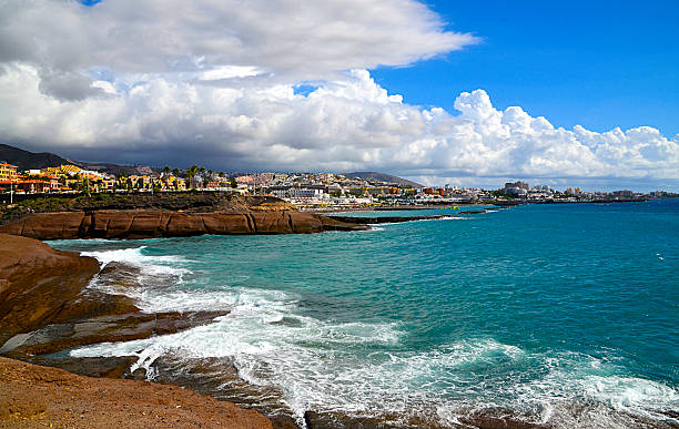 View on Atlantic ocean in Costa Adeje,Tenerife,Canary Islands. stock photo