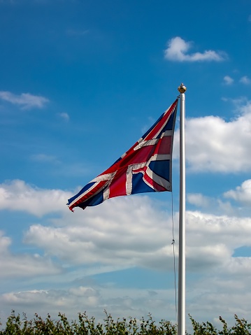 British flag  on airport in UK