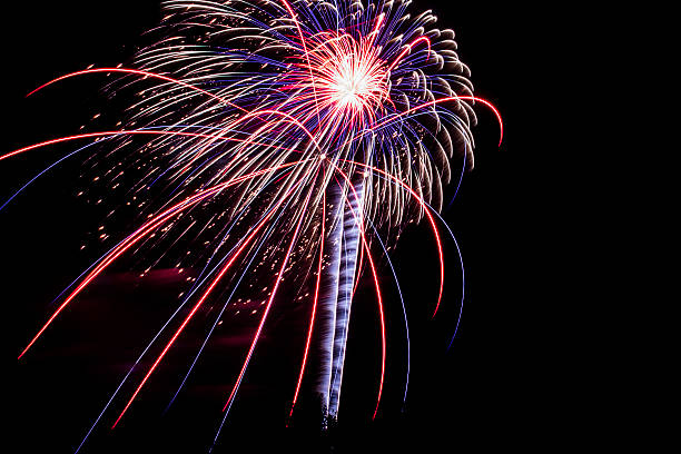 istock colorful 4th of July fireworks display on dark sky background 516959410