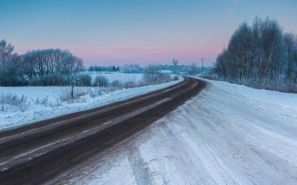 istock Beautiful cold morning on snowy winter countryside. 516961216