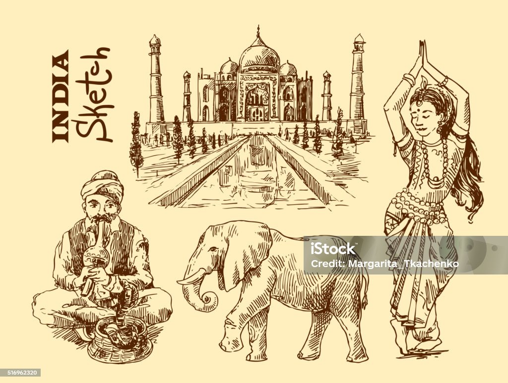 Piękne ilustracje Indie - Grafika wektorowa royalty-free (Krowa)