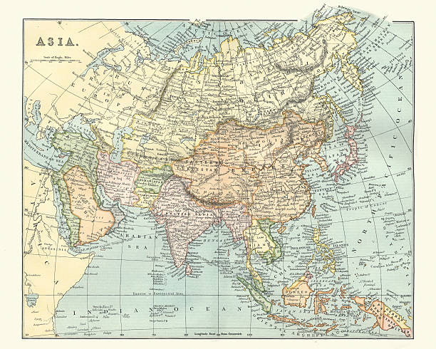 istock Antique map of asia in late 19th Century 516976768