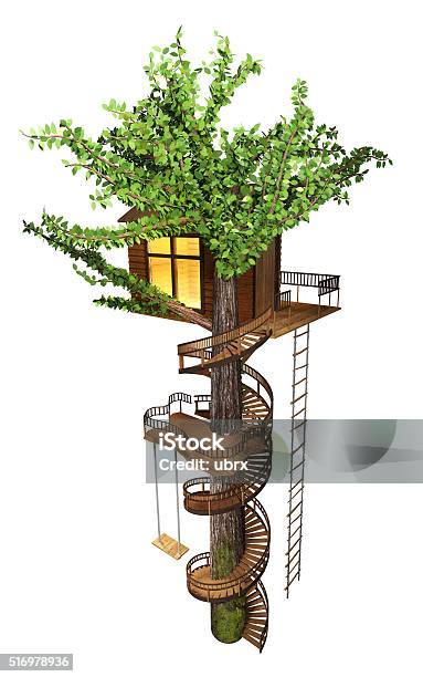 Tree House Stock Photo - Download Image Now - Tree House, Three Dimensional, Ladder