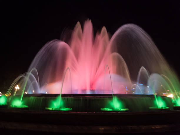 istock Fountain with movement water in Montjuic 516982259