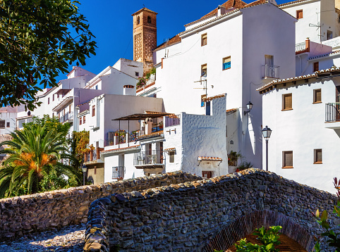 Old bridge leading into the town of Salares in Andalucia,  southern Spain