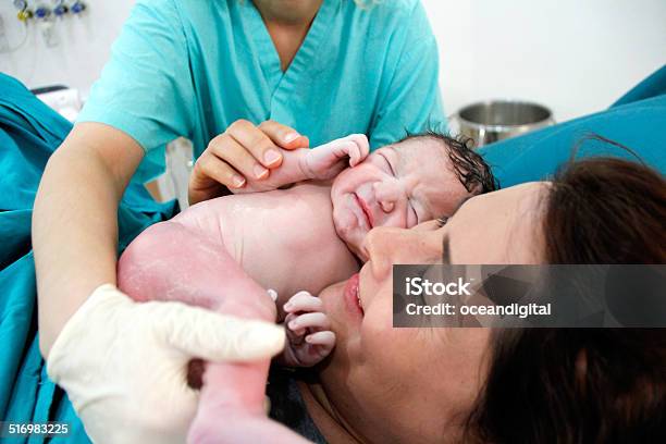Newborn And Mother In Hospital Stock Photo - Download Image Now - Childbirth, New Life, Newborn