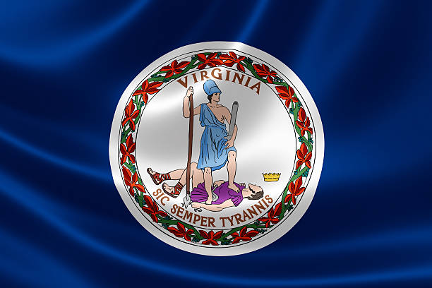 3D rendering of the flag of Virginia on satin texture.