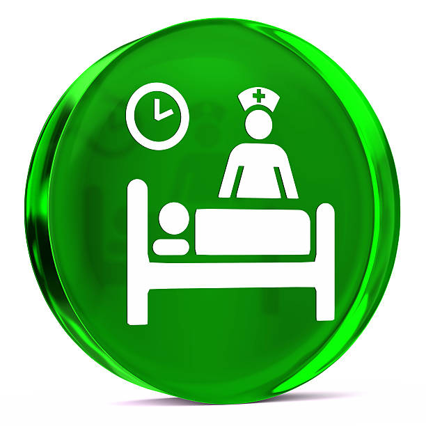 Inpatient Care Round glass icon with white health care sign or symbol inpatient stock pictures, royalty-free photos & images