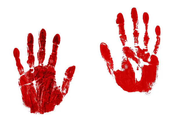 Photo of Pair of blood red handprints